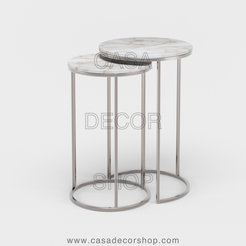 White Agate Nested Side Table