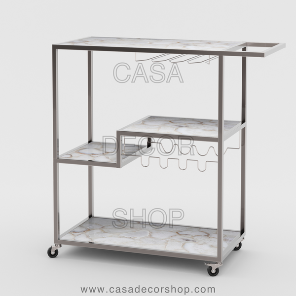 White Agate Bar Cart