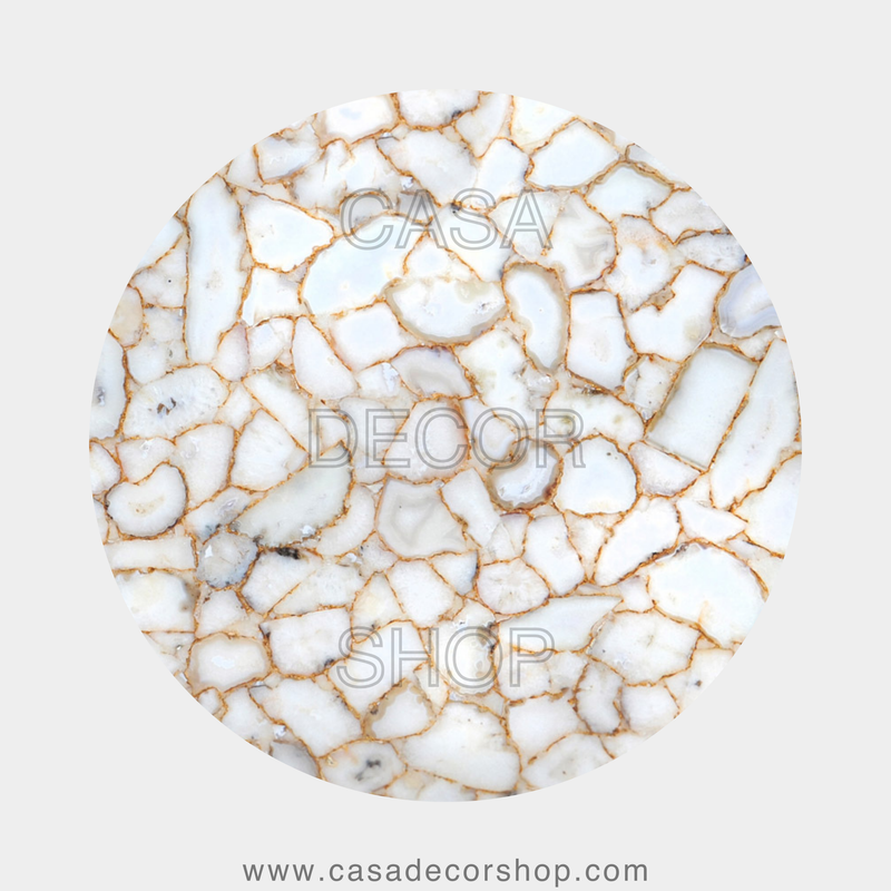 White Agate Round Dining Table