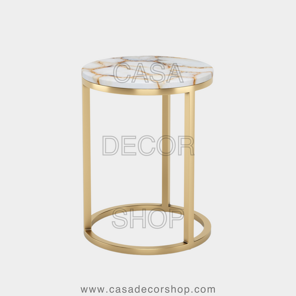 White Agate Side Table