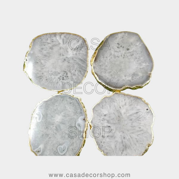Set Of 4 White Agate Coasters