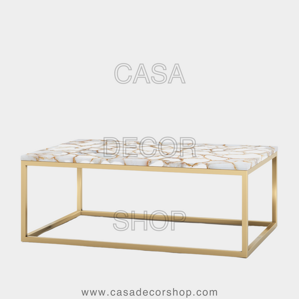 White Agate Coffee Table Rectangular