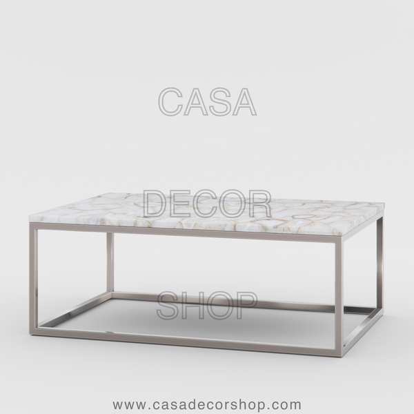 White Agate Coffee Table Rectangular