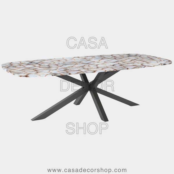 White Agate Dining Table