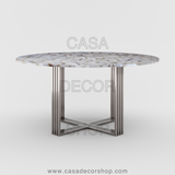 White Agate Round Dining Table