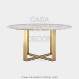 White Agate Round Dining Table