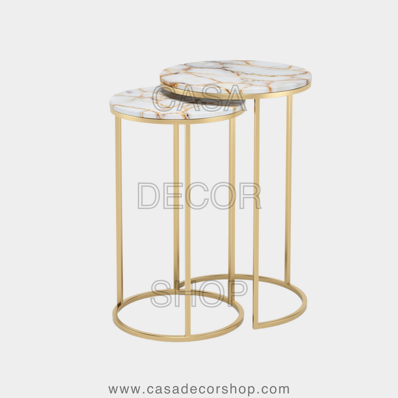 White Agate Nested Side Table