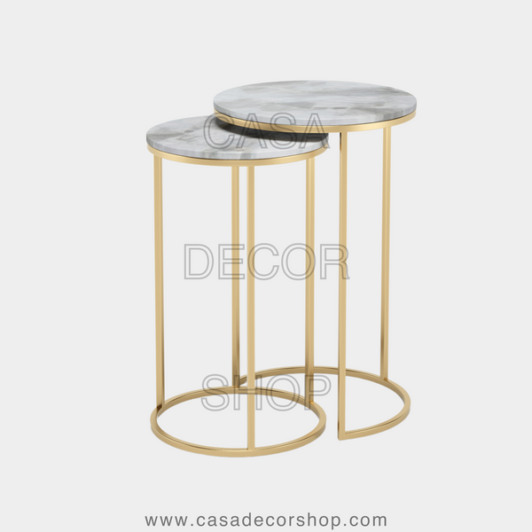 White Quartz Nested Side Table