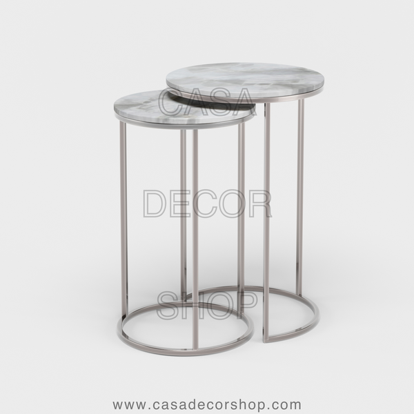 White Quartz Nested Side Table