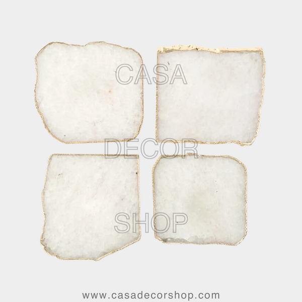 Set Of 4 White Quartz Coaster