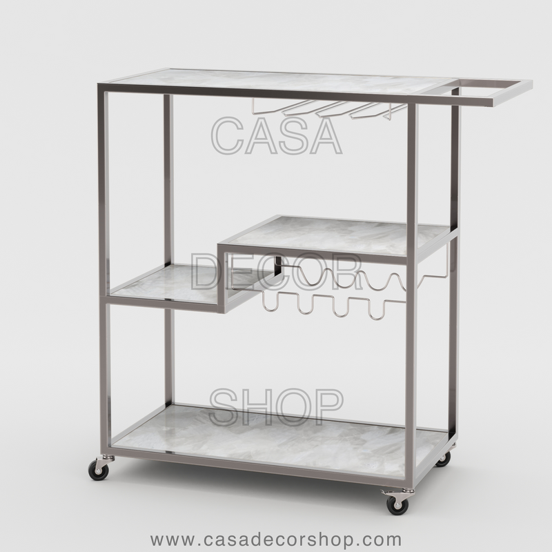 White Quartz Bar Cart