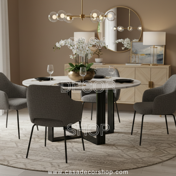 White Quartz Round Dining Table