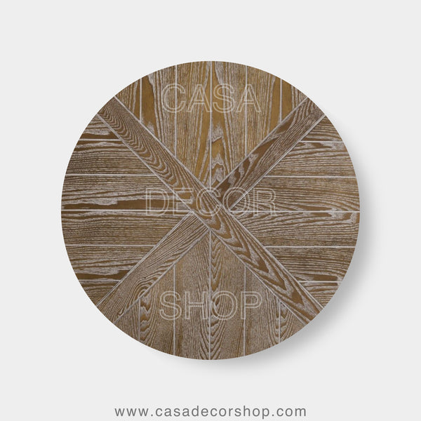 Rustic Crossweave Round Wooden Tabletop