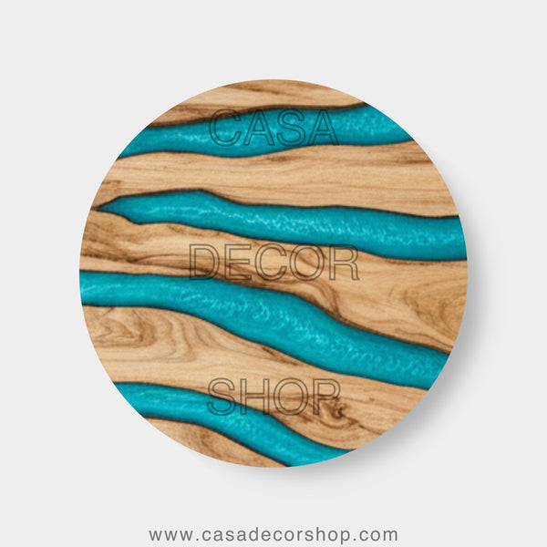 Turquoise Wave Wood & Resin Tabletop
