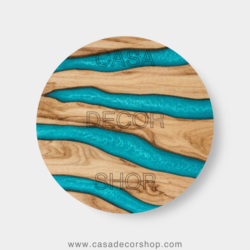Turquoise Wave Wood & Resin Tabletop