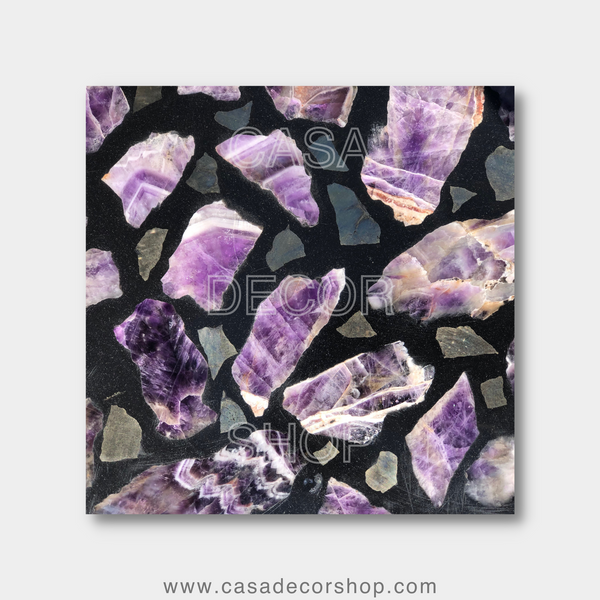 Amethyst Gemstone Terrazzo Table Top
