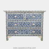 Blue Bone Inlay Semi Geo 4 Chest Of Drawers