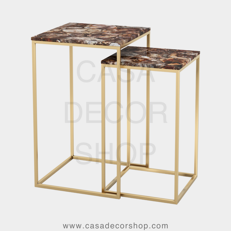 Petrified Wood Nested Side Table