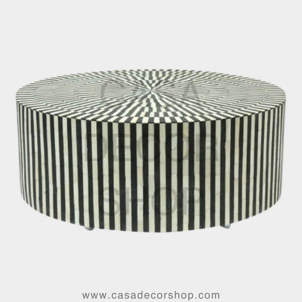 Stripped Round Bone Inlay Coffee Table